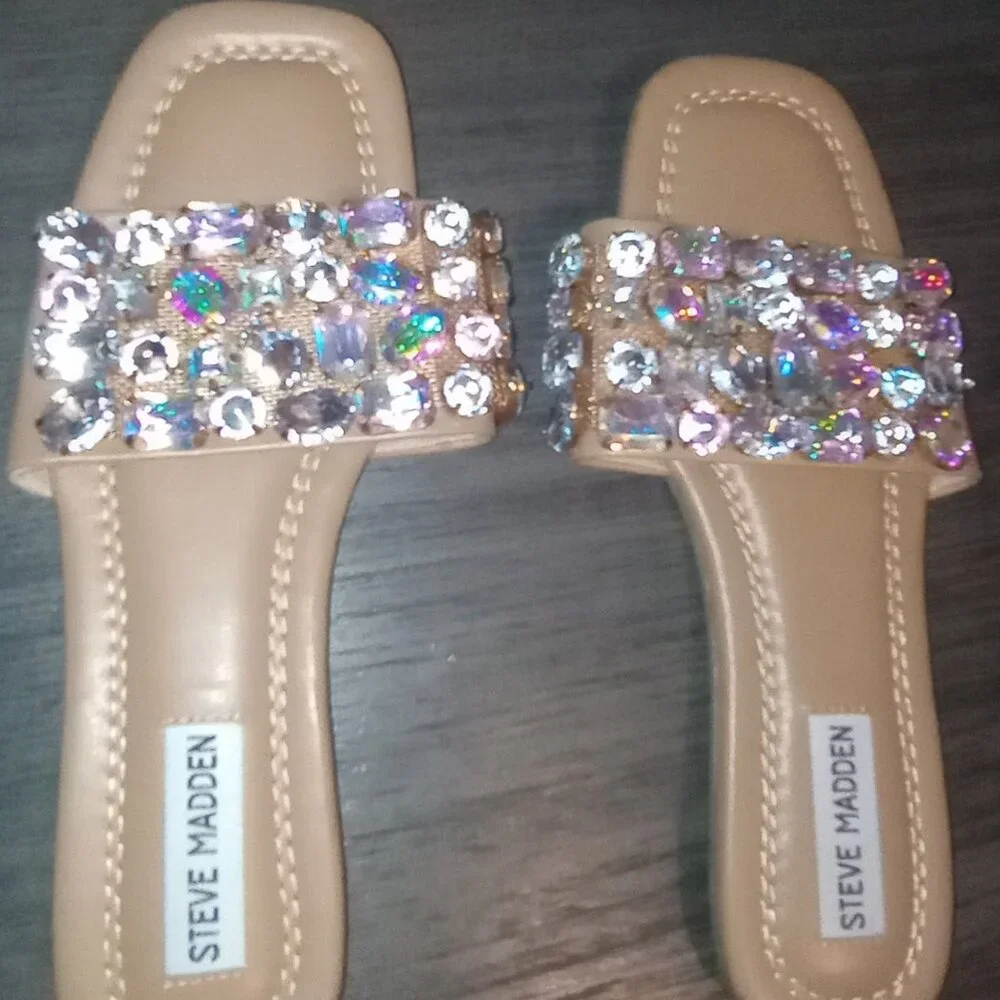 STEVE MADDEN Malina Gemstone Slide Sandal - NEW NWOT Women's Size 7 - Picture 1 of 4